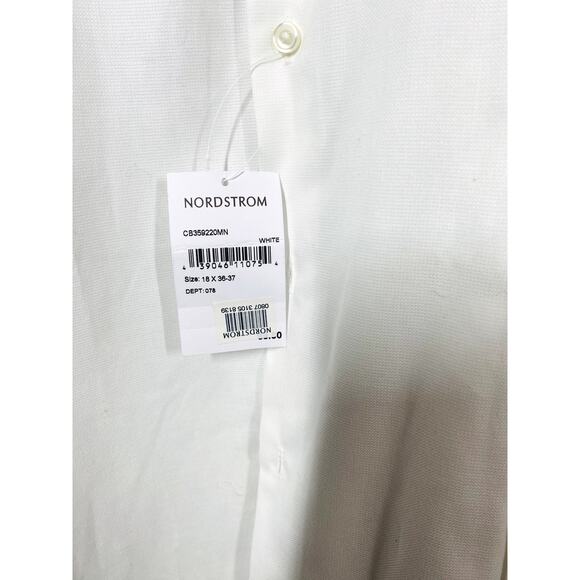 NEW! Calibrate Button Up Dress Shirt Long Sleeve White Trim Fit - 18 - Picture 2 of 4